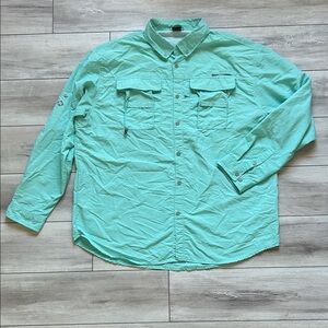 Naviskin turquoise aqua long sleeve button down fishing shirt size XL